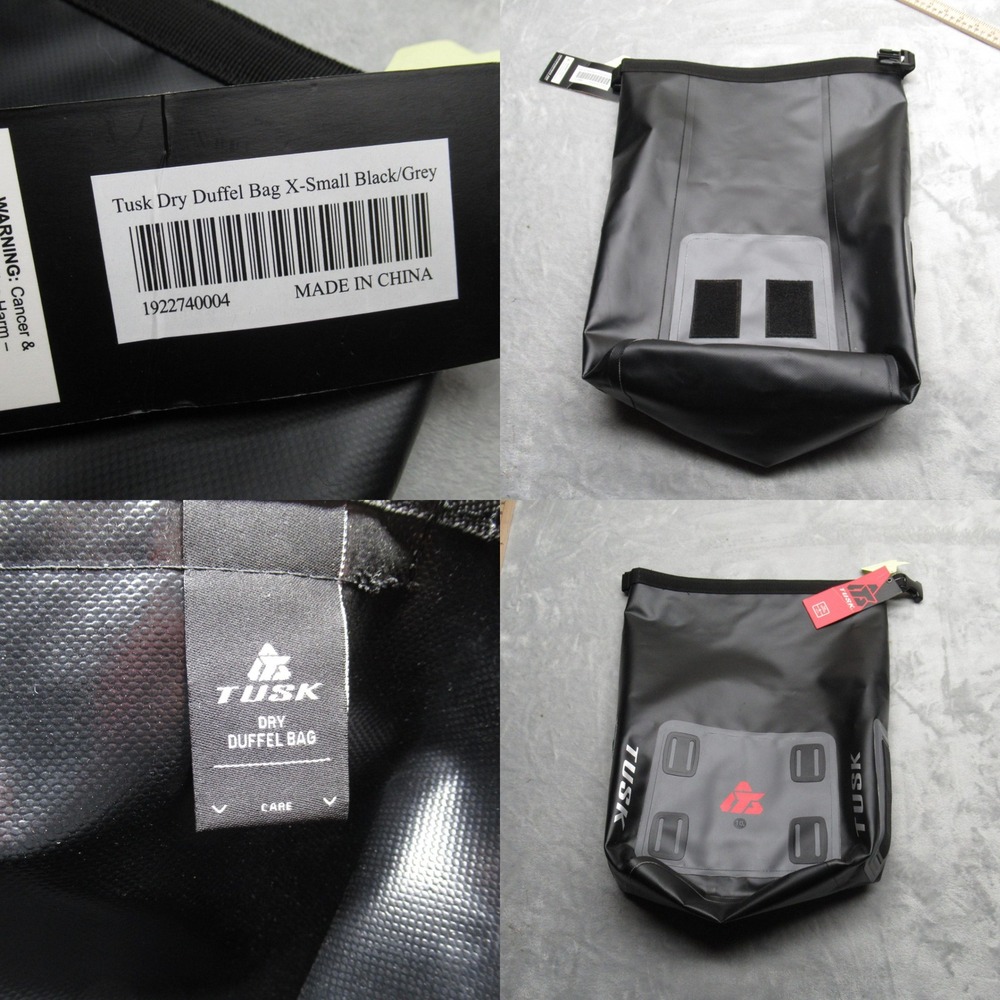 Tusk Dry Duffle‎ Bag XS Black/Gray Waterproof Motorcycle Gear Pack 10L NWD